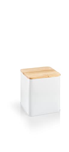 Tescoma 900838 Barattolo In Latta Per Alimenti, Contenitore Metallo Con Coperchio In Bamboo, 10 X 10 X 10,5 Cm