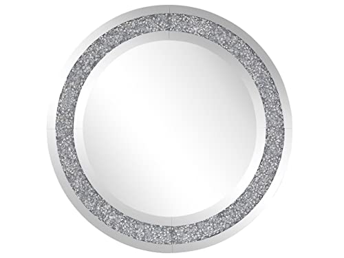 Beliani Specchio Da Parete Argentato Ø70 Cm Con Cornice Decorativa Accessorio Casa Erbray