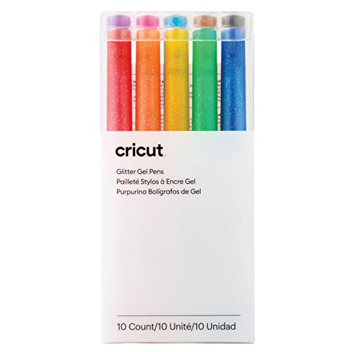 Cricut Penne 10Ct Set Di Penna Gel Glitter | Arcobaleno | Punto Fine 0,8 Mm | 10 Pack | Da Utilizzare, Multi, Explore & Maker, 10 Unità
