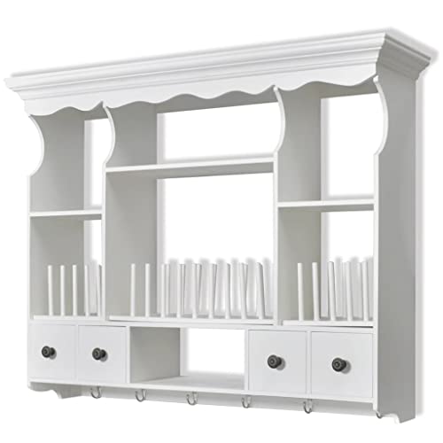 Vidaxl Pensile A Muro Da Cucina In Legno Bianco Armadietto Vetrinetta Credenza