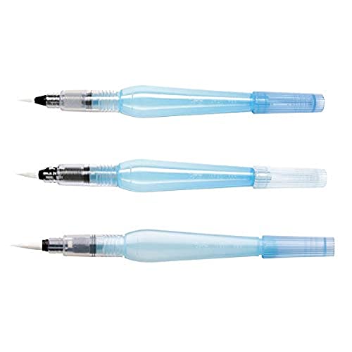 Pentel Xfrh Aquash Water Brush Pennello Con Serbatoio In Plastica Riempibile 3 Pezzi Punta Fine/Media/Grande