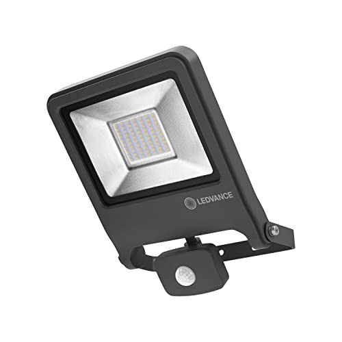 Ledvance Endura Flood Proiettore Da Esterno Con Sensore Nero 50W Luce Naturale 4000K, Grigio Scuro