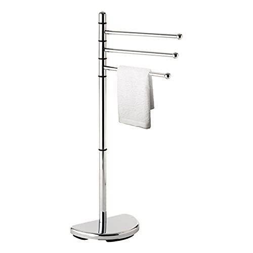 Gedy Hibiscus Hi311300000 Piantana Cromata, Misure 90,5X36,5X30 Cm, Porta Asciugamani Da Terra In Metallo E Resine, Design R&S, Garanzia 2 Anni, Bianc