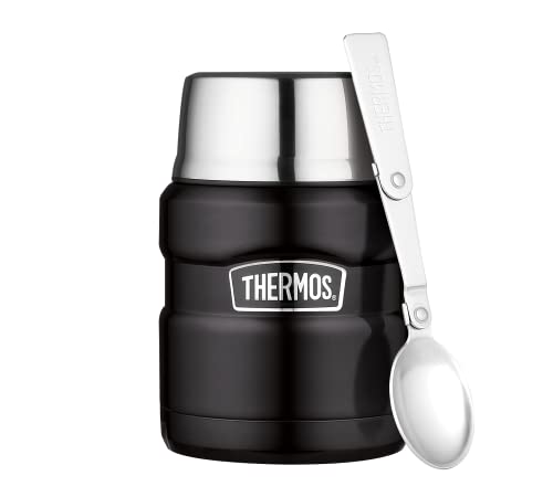 Thermos Per Alimenti, Acciaio Inossidabile., Acciaio Inox, Nero, 9,3 X 9,3 X 14,2 Cm