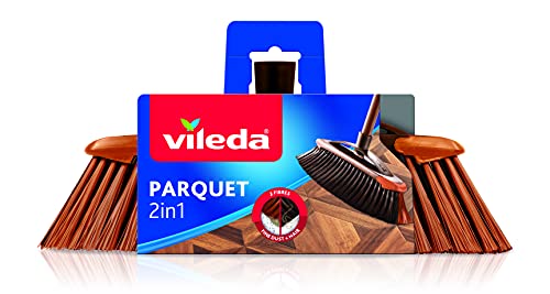 Vileda Scopa 2 In1 Parquet, Scopa Per Interni, Con Due Tipi Di Fibre, Per Polveri, Per Capelli, Fibre In Pet Riciclato, 14.5 X 33 X 5.5 Cm, 99.8 G