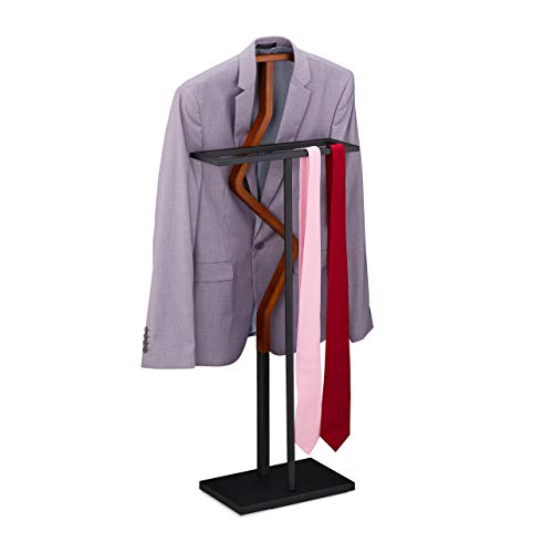 Relaxdays Servo Da Uomo Servomuto, Per Abiti & Pantaloni, Mix Metallo & Legno, Camera, Omino Attaccapanni, 106,5X45,5X20, Marrone/Nero, Lega Di Acciai
