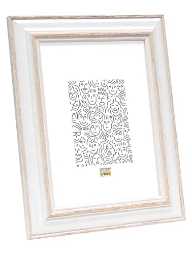 Deknudt Frames S221H1 21X29,7 Cornice Portafoto, Modello Base, Legno, Bianco/Beige, 21 X 29,7 Cm