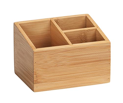 Wenko - Organizer In Bambù A 3 Scomparti, Serie Terra, Marrone, Bambus 3 Fächer, 12 X 8 X 9 Cm