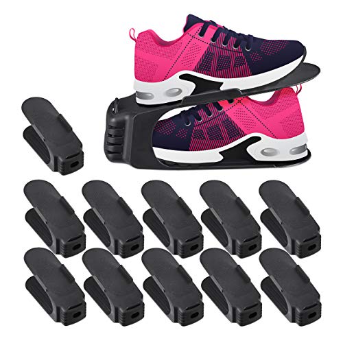 Relaxdays Portascarpe, Set Da 12, Organizer Per Scarpe, Misure 39/40 Supporto Antiscivolo, Per Scarpiere, Nero, 12 X 10 X 27 Cm