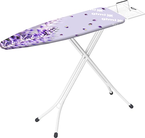 Gimi Classic Asse Da Stiro, Poggiaferro Con Archetto Reversibile, Con Piano Lavoro Traforato, Per Mancini, Regolabile In Altezza, 134 X 33 X 90 Cm