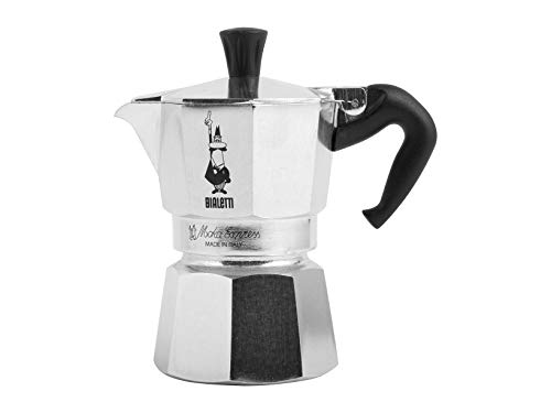Bialetti Moka Caffettiera Con Fascia, Alluminio, Argento, 2 Tazze, Silver/Black, One Size