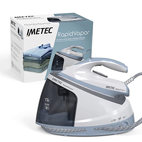 Imetec Rapidvapor Ferro Da Stiro Generatore Di Vapore, Piastra Fluid Ceramic A Rapido Riscaldamento, Leggero, Sistema Di Pulizia Calc Clean, Colpo Vap