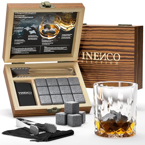 Cubetti Di Ghiaccio Riutilizzabili, Set Pietre Acciaio Da Whisky Refrigeranti + Pinza + Bustina | Idea Regalo Donna Uomo, Aperitivo Accessori Bar: Coc