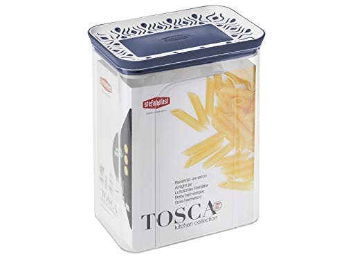 Stefanplast Blu, Barattolo Rettangolare Ermetico Linea Tosca, Palace, Per Alimenti, Bianco, 2.2, 10X15,5X19,5H Cm, Resina, 2,2 Lt