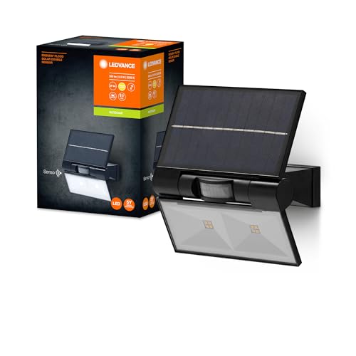 Ledvance Endura Solar Double Sensor - Proiettore Solare, Faretto Led Con Sensore Di Movimento E Sensore Di Luce Diurna, In Acciaio Inossidabile, Illum