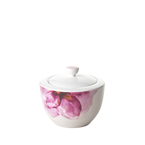 Villeroy & Boch - Rose Garden Zuccheriera, 300Ml, Porcellana Premium, Bianco/Rosa