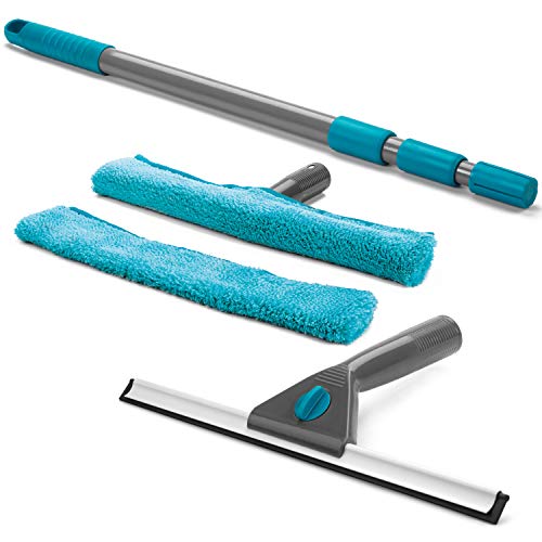 Beldray La028693Tq 2-In-1 Set Per La Pulizia Di Finestre Telescopiche, Set Per La Pulizia Di Vetri, Schermi Per Doccia, Finestrini Per Auto, Specchi,