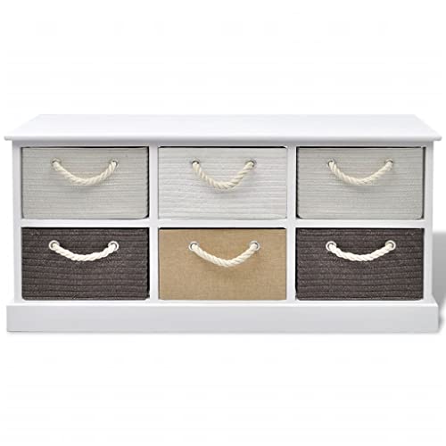 Vidaxl Legno Paulownia Mobile Da Interno Con 6 Cassetti Cassettiera Cassapanca