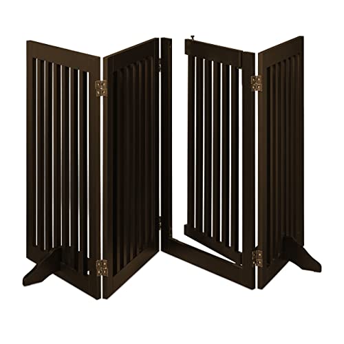 Relaxdays Cancelletto Per Bambini, Barriera Per Cani E Neonati, 4 Pannelli, Recinzione Per Scale, Mdf, 92X207Cm, Marrone, 100% Fibra