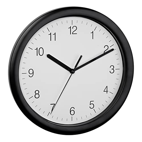 Tfa Dostmann Orologio Analogico Da Parete 60.3064.01, Moderno, Silenzioso, Per Cucina E Ufficio, Telaio Nero, (L) 254 X (B) 254 X (H) 34 Mm