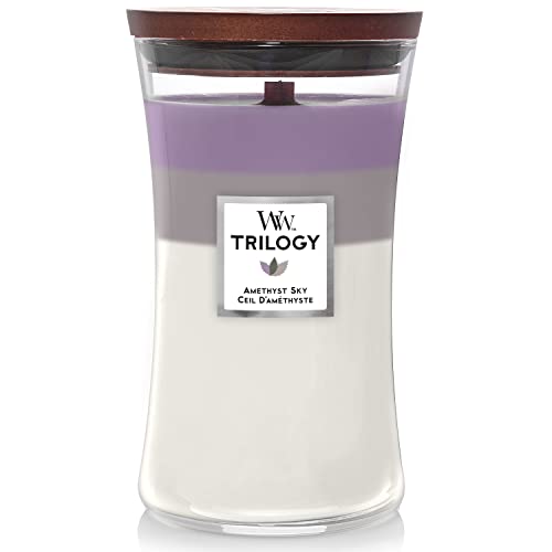 Woodwick Trilogy Candela Grande Profumata Con Stoppino Scoppiettante |Amethyst Sky | Durata Fino A 130 Ore