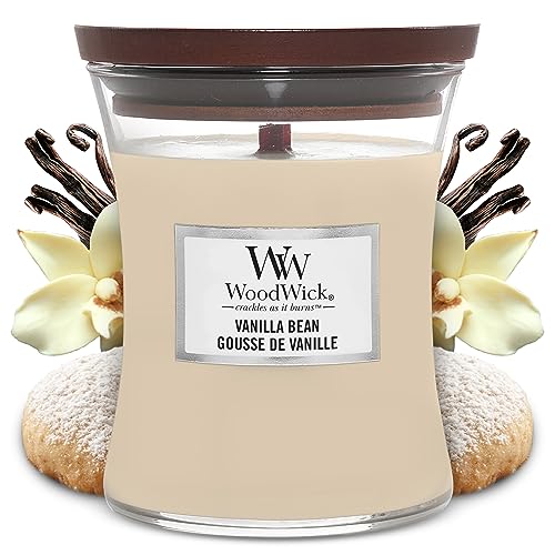 Woodwick Hourglass Candela Profumata Media Con Stoppino Scoppiettante, Bacca Di Vaniglia, Fino A 60 Ore, Beige (Baccello Di Vaniglia), Medio