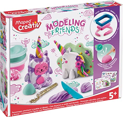 Maped Creativ Kit Di Modellazione Con Pasta Modellante Ad Aria Modeling Friends-Magical: Unicorni, Multicolore, 1 Set