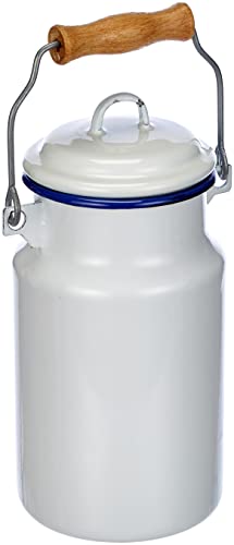 Ibili Milk Churn 1 L Of Enamelled Steel In White/Blue, 10 X 10 X 22 Cm