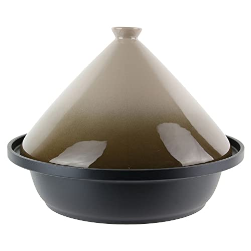 Cook Concept Tajine Induzione Fusione Di Alluminio Rotonda 30 Cm, Vetroceramica Talpa Cucina Pirofila, Acciaio Inossidabile, Nero, 30.2 X 30.2 X 23 Cm