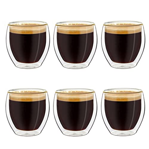 Creano Bicchieri Espresso Doppia Parete 100 Ml, Tazzine Moka, Bicchieri Termici Effetto Flottante Set 16: 6X 100Ml 6 Pezzi (Confezione Da 1)