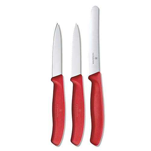 Victorinox Swissclassic, Set Di Coltelli Per Verdure Da 3 Pezzi, Colore Rosso