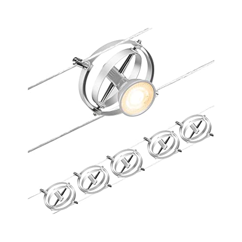 Paulmann Corduo, Sistema Di Cavi Per Faretti, 94436, Set Cardan, Massima Cc 5 Pezzi Da 10 Watt L’Uno, Estensibile, Cromato, Opaco, Cavi, In Plastica, 