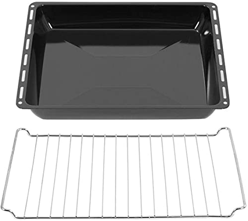 Icqn 42,2 X 37 Cm, Set Di Teglie E Griglie, 4,5 Cm, Profondità 4,5 Cm, Smaltate E Cromate Per Forno E Fornelli, Antigraffio E Antiruggine, 422 X 370 X