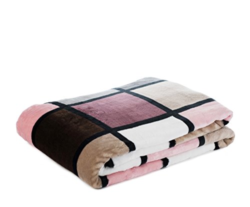 Gözze - Coperta Morbida, Sensazione Cashmere, Tessuto Spesso 500 G/M², Antigua, 100% Microfibra, 150 X 200 Cm - Rosa Antico/Tortora/Lampone