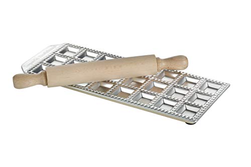 Kitchencraft Ips480040 Stampo In Alluminio Per Ravioli, Legno, Argento