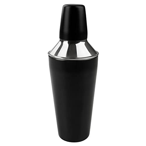 Fackelmann 49766 Shaker Nero In Acciaio Inox, Frullatore Da Cocktail In Acciaio Inox, 750 Ml, Nero, Argento, Acciaio Inossidabile, 26 X 9 Cm