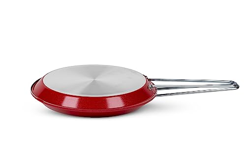 Zanetti, Padella Girafrittata Doppia Modello Adriatica, Padella Doppia Antiaderente Diametro 26 Cm, Colore Rosso, Made In Italy