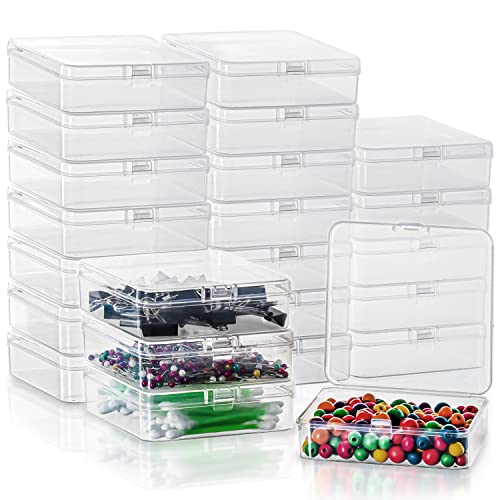 Belle Vous Scatole Plastica Con Coperchio Incernierato Porta Minuteria (24Pz) Scatola Plastica Trasparente L9,4 X P9,4 X A2,8 Cm - Contenitori Plastic