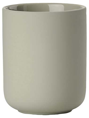 Zone Denmark Ume - Bicchiere Portaspazzolino In Grè/Ceramica, Bello E Pratico, Diametro 8,3 Cm, Altezza 10,3 Cm, Verde Eucalipto