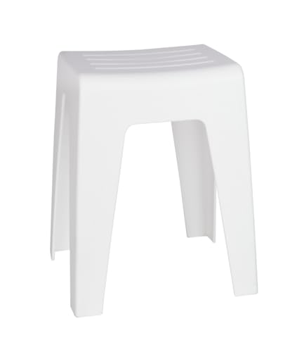 Wenko Sgabello Da Bagno Kumba Bianco - Sgabello, Sgabello Per Sedersi, Sgabello Per Interni, Polipropilene, 38 X 47 X 32 Cm, Bianco