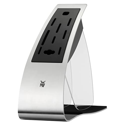 Wmf Ceppo Portacoltelli Senza Coltello In Acciaio Inossidabile Opaco, Plastica, Vuoto Vuoto Per 8 Coltelli, 1 Forchetta Da Carne E 1 Acciaio Per Affil
