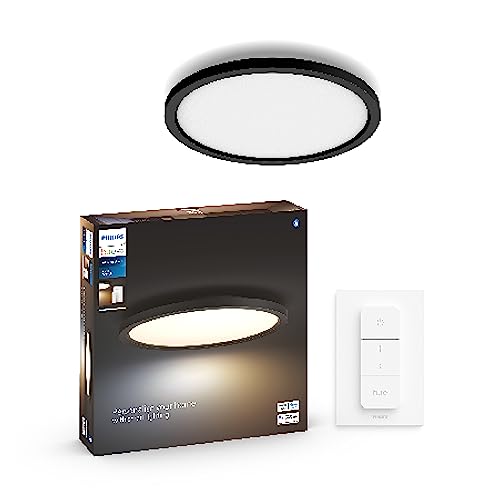 Philips Hue White Ambiance Aurelle, Plafoniera Smart Rettangolare, Luce Bianca Da Calda A Fredda, Dimmerabile, 39W, Nero