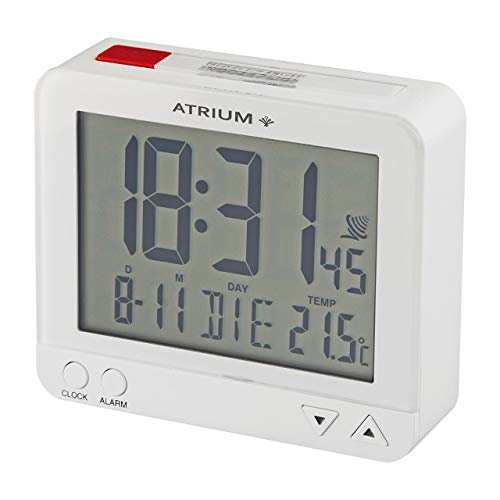 Atrium Sveglia Digitale Radiocontrollata Bianca Con Illuminazione, Snooze, Data E Temperatura A760-0.
