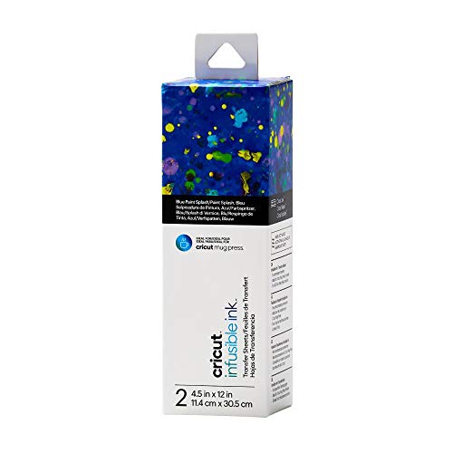 Cricut Infusible Ink Transfer 2 Fogli | 11,4 Cm X 30,5 Cm | Blue Paint Splash | Ideale Per L'Uso Tazza