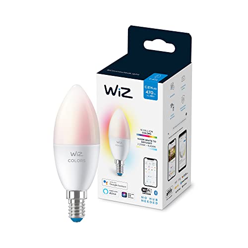Wiz Lampadina Smart Wifi, Luce Bianca O Colorata Dimmerabile, E14, 40 W, Tecnologia Spacesense, Controllo Vocale (Alexa, Apple Homekit, Google Home)