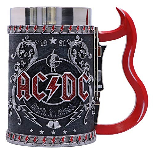 Nemesis Now Tazza Con Licenza Ufficiale Acdc Back In Black Tankard, Acciaio Inossidabile Resina, Nero, 1 Count (Pack Of 1)