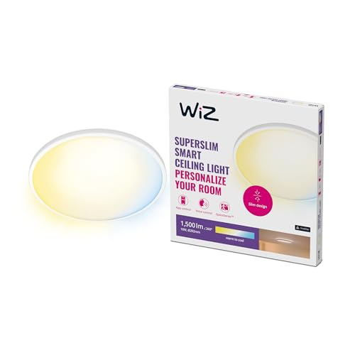 Wiz Plafoniera Smart Superslim Wifi, Luce Bianca Dimmerabile, 16W, Bianca, Tecnologia Spacesense, Controllo Vocale (Alexa, Apple Homekit, Google Home)