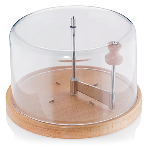 Kela 77090, Tagliere Per Formaggio Con Campana, Faggio/Acciaio Inox/Plastica, Diametro, Altezza 22 Cm, Planum, Legno