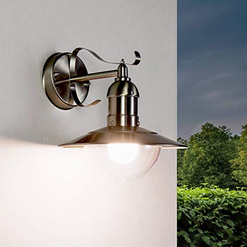 Lampada Da Parete Per Esterno In Metallo Vetro Artistico In Argento Ip44 Giardino Terrazza L: 24 Cm E27 Lampada Da Parete Per Esterno Rustica Marittim