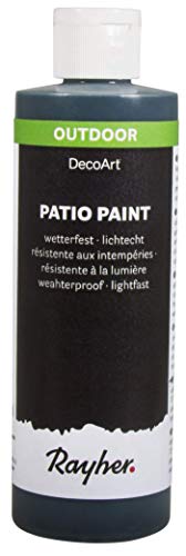 Rayher Patio Paint, Vernice Acrilica Per Esterni, Super Coprente, Resistente Alle Intemperie, Colore Nero, 236Ml, 38611576